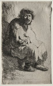 Beggar Seated on a Bank by Rembrandt van Rijn