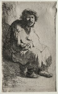 Beggar Seated on a Bank by Rembrandt van Rijn