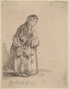 Beggar Woman Leaning on a Stick by Rembrandt van Rijn