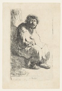 Beggar Seated on a Bank by Rembrandt van Rijn