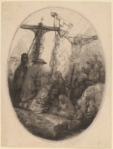 Christ Crucified between the Two Thieves: an Oval Plate by Rembrandt van Rijn