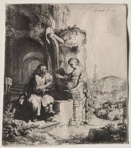 Christ and the Woman of Samaria Among Ruins by Rembrandt van Rijn