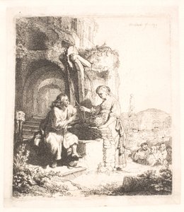 Christ and the Woman of Samaria: Among Ruins by Rembrandt van Rijn