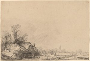Cottage beside a Canal by Rembrandt van Rijn