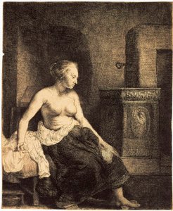 Half-Naked Woman by a Stove