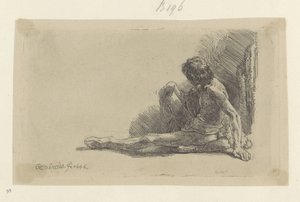Young Man Sitting on the Ground with One Leg Outstretched