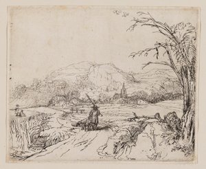 Landscape with Sportsman and Dogs by Rembrandt van Rijn