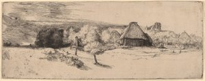 Landscape with Trees, Farm Buildings and a Tower by Rembrandt van Rijn