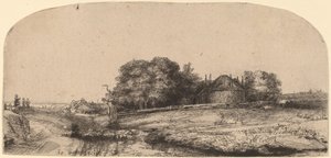 Landscape with a Hay Barn and a Flock of Sheep by Rembrandt van Rijn