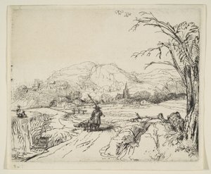 Landscape with a Shepherd and a Dog by Rembrandt van Rijn