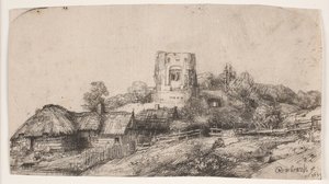 Landscape with a Square Tower by Rembrandt van Rijn