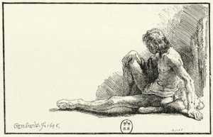 Male Nude, Sitting on the Ground by Rembrandt van Rijn