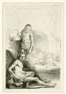 Male Nude, Seated and Standing by Rembrandt van Rijn