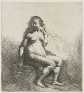 Naked Woman on a Mound by Rembrandt van Rijn