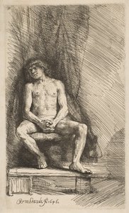 Nude Man Seated before a Curtain
