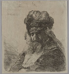 Old Bearded Man in a High Fur Cap, with Eyes Closed