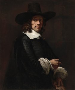 Portrait of a Gentleman with a Tall Hat and Gloves by Rembrandt van Rijn