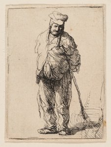 Ragged Peasant with His Hands behind Him, Holding a Stick