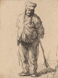 Ragged Peasant with His Hands behind Him, Holding a Stick