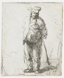 Ragged Peasant with His Hands Behind Him, Holding a Stick