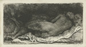 Reclining Female Nude by Rembrandt van Rijn