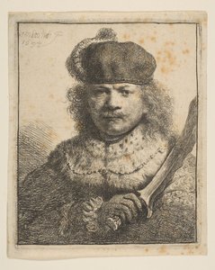 Rembrandt with Raised Sabre, 1634 by Rembrandt van Rijn