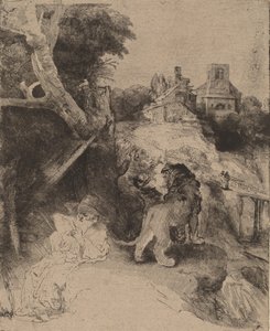 Saint Jerome Reading in an Italian Landscape by Rembrandt van Rijn
