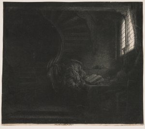 Saint Jerome in a Dark Chamber by Rembrandt van Rijn