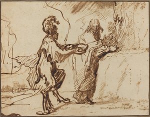 Satan Tempting Christ to Change Stones into Bread by Rembrandt van Rijn