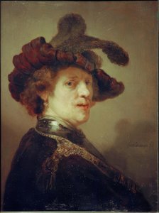 Self-Portrait with Feather Hat by Rembrandt van Rijn