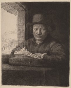 Self-Portrait Etching at a Window by Rembrandt van Rijn