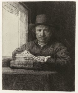 Self-portrait, Etching at a Window by Rembrandt van Rijn
