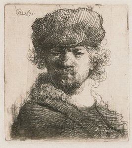 Self-portrait in a Heavy Fur Cap: Bust by Rembrandt van Rijn