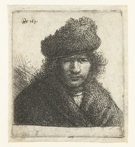 Self-portrait in a Slant Fur Cap: Bust by Rembrandt van Rijn