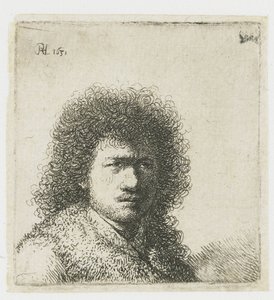 Self-Portrait with Bushy Hair: Bust by Rembrandt van Rijn