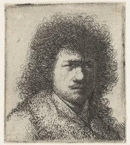 Self-Portrait with Bushy Hair: Bust by Rembrandt van Rijn