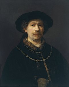 Self Portrait with Beret and Two Gold Chains by Rembrandt van Rijn