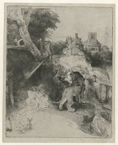 St Jerome Reading in an Italian Landscape by Rembrandt van Rijn