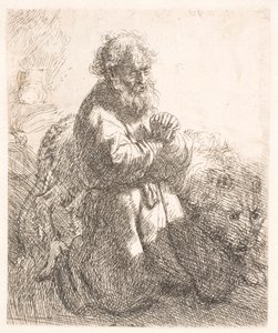 St. Jerome Kneeling in Prayer, Looking Down by Rembrandt van Rijn