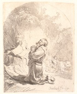 St. Jerome Praying: Arched Print by Rembrandt van Rijn