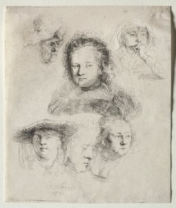 Studies of the Head of Saskia and Others by Rembrandt van Rijn