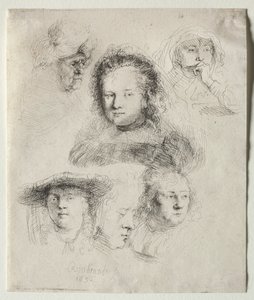 Studies of the Head of Saskia and Others, 1636 by Rembrandt van Rijn
