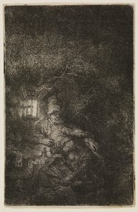 The Rest on the Flight (a night piece) by Rembrandt van Rijn