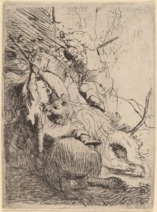 The Small Lion Hunt (with One Lion) by Rembrandt van Rijn