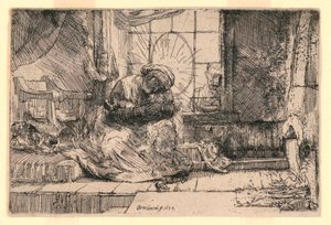 The Virgin and Child with the Cat and Joseph at the Window by Rembrandt van Rijn