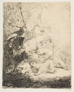 The Small Lion Hunt, with Two Lions