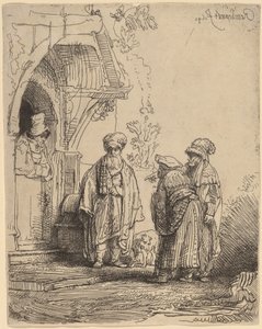 Three Oriental Figures (Jacob and Laban?) by Rembrandt van Rijn