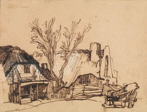 Two Cottages by Rembrandt van Rijn