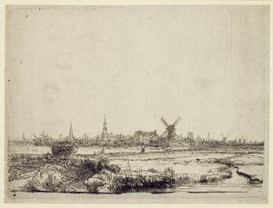 View of Amsterdam, c.1640 by Rembrandt van Rijn