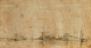 View on the Amstel at the Omval, on the Left the Ringvaart of the Diermermeer by Rembrandt van Rijn